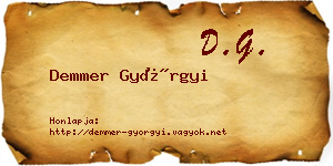 Demmer Györgyi névjegykártya